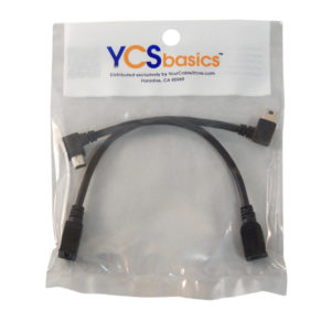 Packages USB mini right angle and left angle extension cable pack.